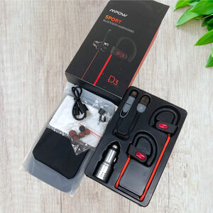 New MPOW Sport Bluetooth Hook Over Earphones D3 + Car Charger MPBH088BR Boxed
